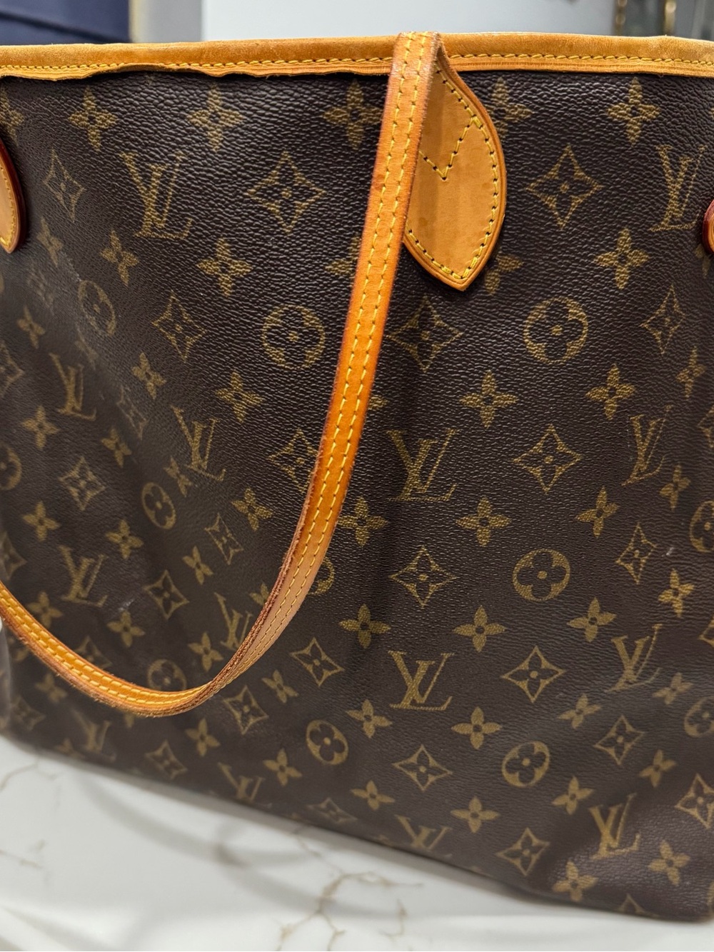 Louis Vuitton Monogram Canvas Tote in Brown and Tan Leather